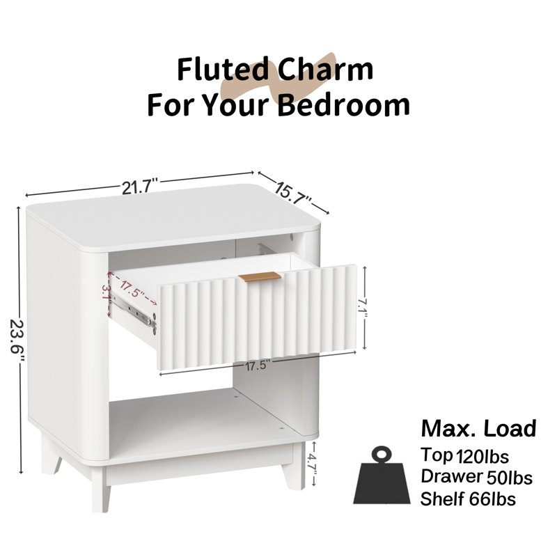 1 - Drawer Led Nightstand With Storage, End Table With Built In Light