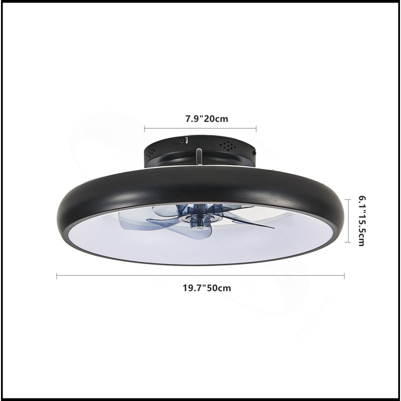 20" Black LED Ceiling Fan Light – Dimmable & Adjustable Colour Temperature, APP & Remote Control, Modern Smart Ceiling Fan For Living Room, Bedroom, And Dining Room (Silent/6-Speed/Reversible/DC Motor)