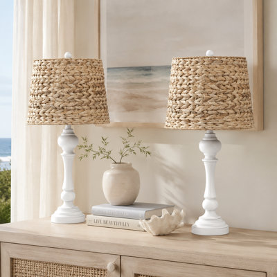 Arcola 26" H Resin Table Lamps with Handwoven Shade