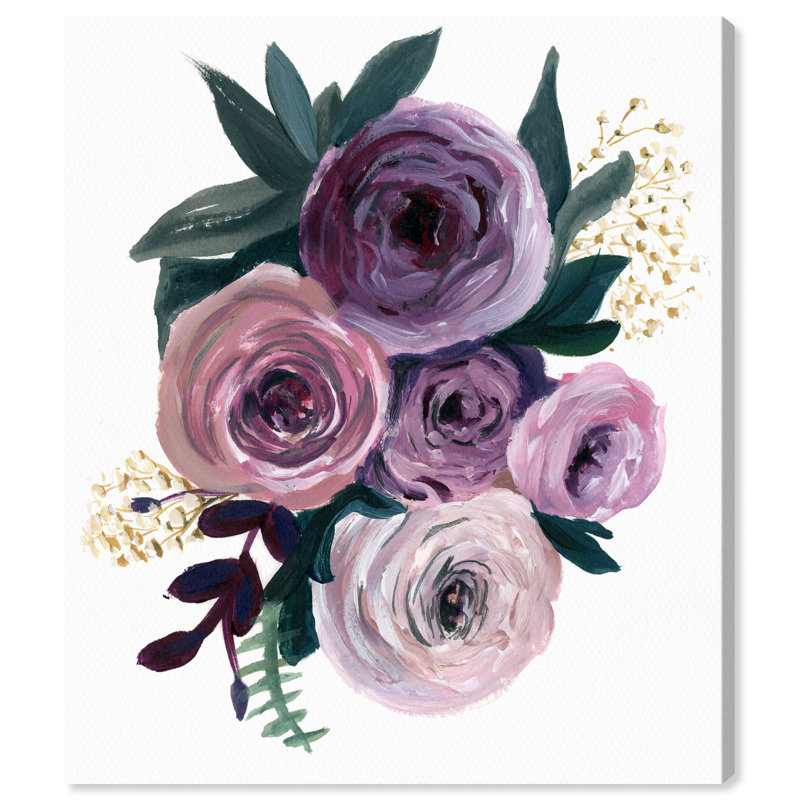 " Floral And Botanical Purple Ranunculus Florals " Painting Print, 30" H x 24" W x 1.5" D