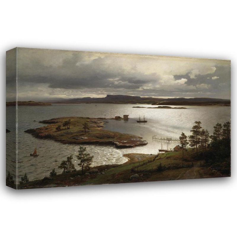 «The Sandvik Fiord» par Hans Gude - Art mural sur toile tendue avec châssis, H 40 po x l 28 po