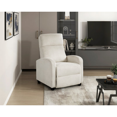 Fauteuil inclinable à dossier poussoir en velours côtelé doux et confortable en bois massif 1pc
