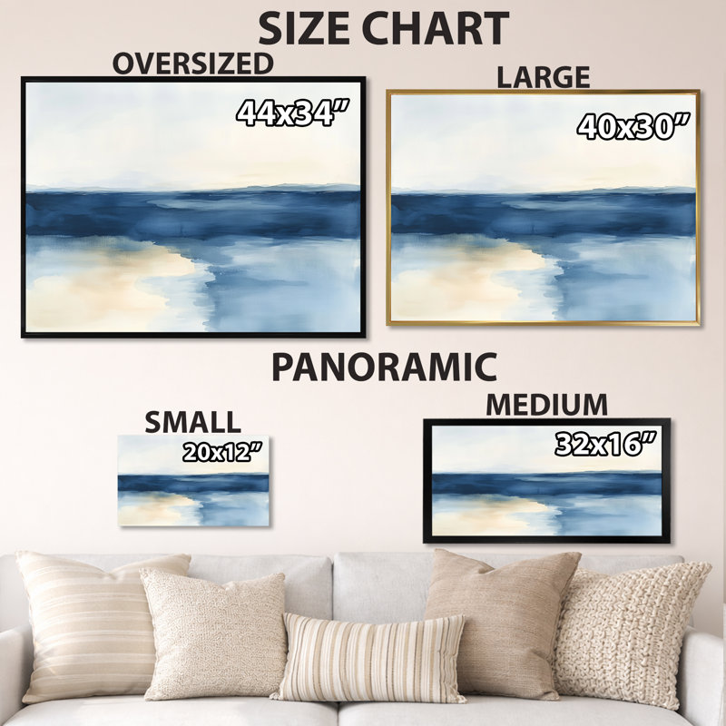 «Shoreline in Soft Abstraction II - Abstract Landscape», reproduction d'art sur toile encadrée, H 16 po x l 32 po