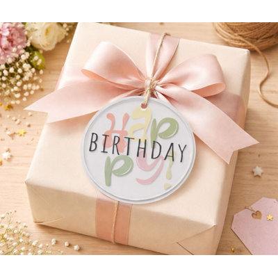 Ornement en verre Happy Birthday