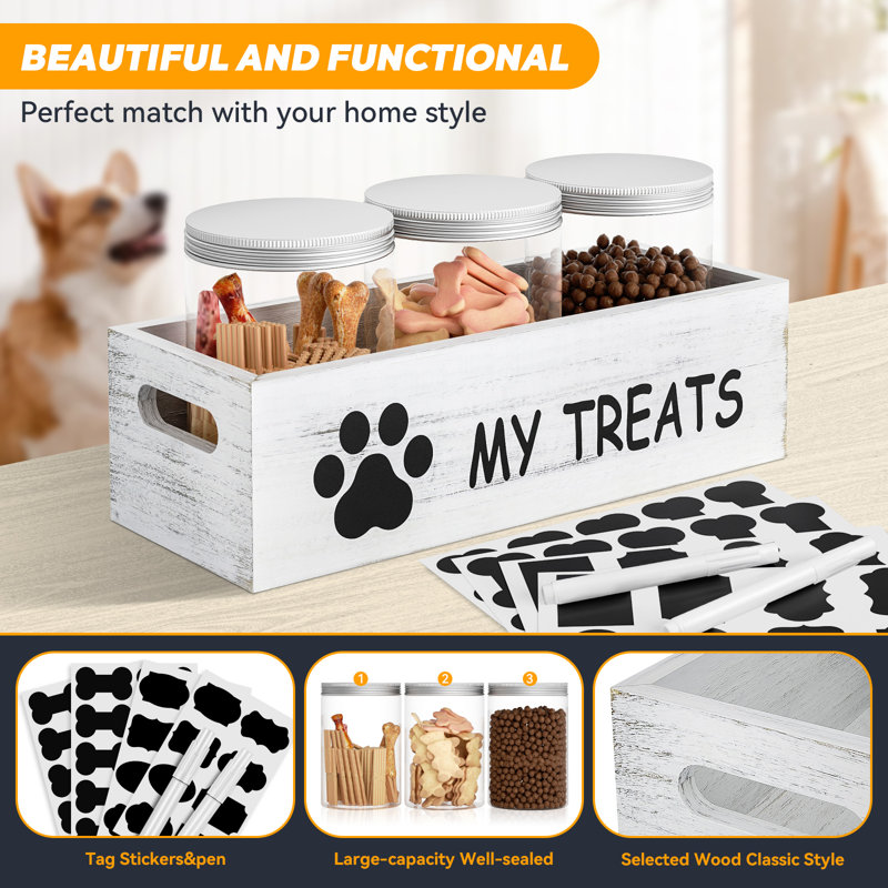 Dog Treat Storage Ideas FUYGRCJ Wood Dog Treat Container With