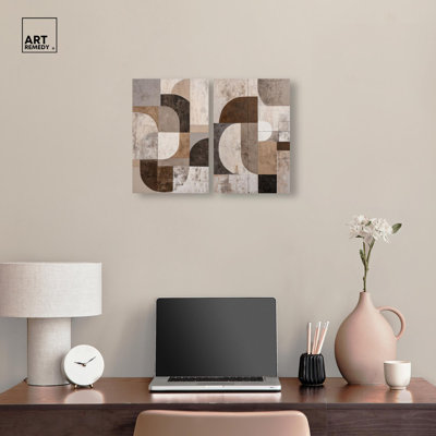 Ordered Earth Diptych Canvas Print Brown Wall Art Set by Art Remedy, Black Frame, 10 x 15