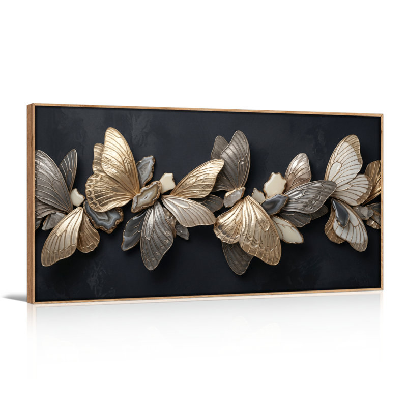 Ensemble de 1 tableau sur toile papillon, L 40 po x H 20 po, Naturel