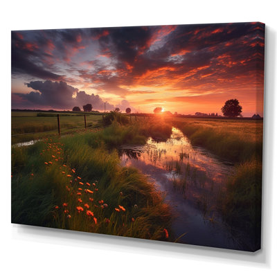 «A Single Tree Glorious Sunset In Flanders Fields», reproduction sur toile