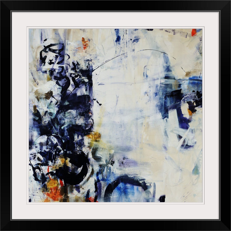 « blue trajectory », peinture, Cadre noir, H 28 x l 28 po x P 1 po