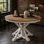 Table de salle à manger extensible rétro avec une rallonge de 12 po pour la salle à manger et le salon (bois de chêne naturel et blanc cassé)-518096797