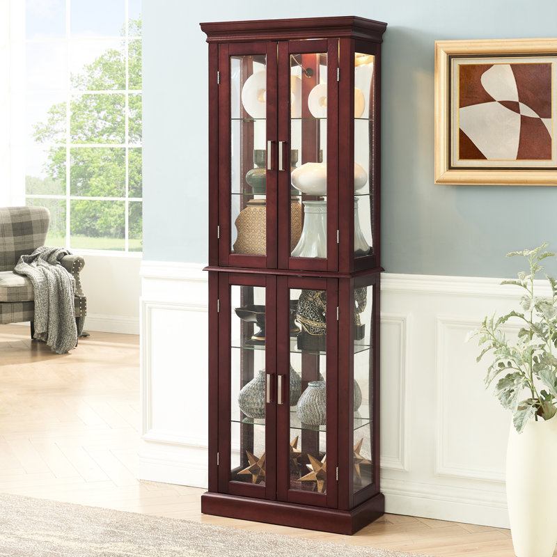 Vitrine Curio avec dossier en miroir - Cerise, Cerisier