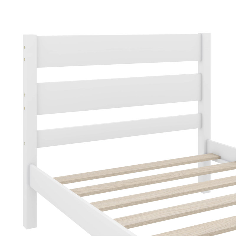 Cadre de lit simple avec tête et pied de lit élégants, Blanc