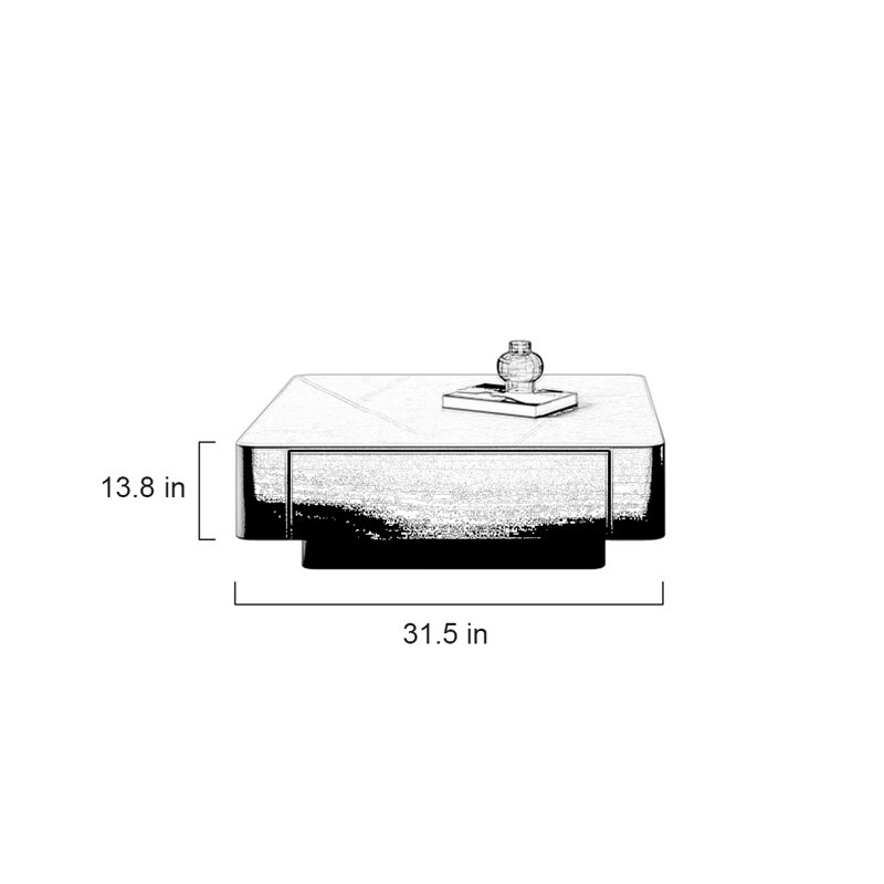 Table basse carrée Creative, H 13,8 po x L 31,5 po x l 31,5 po