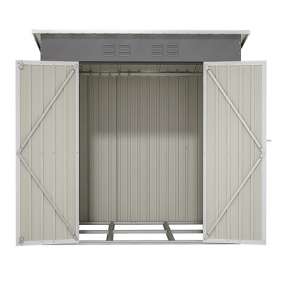 Remise de rangement extérieure en métal 6 pi x 4 pi pour porte de jardin verrouillable avec cadre de plancher