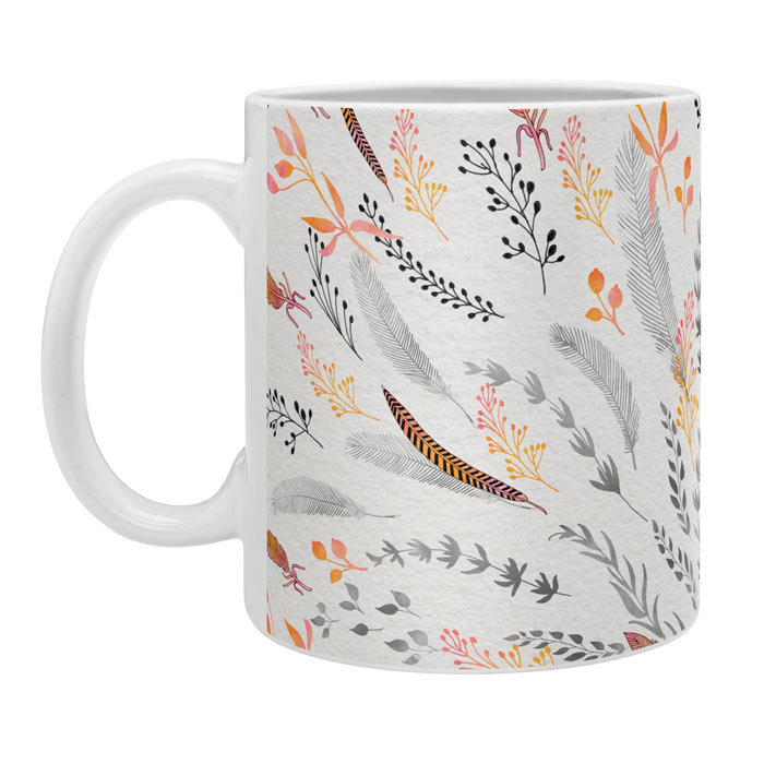 Grande tasse à café à rouleaux plumes