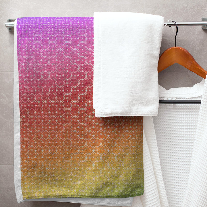 Serviette de bain napperon, Noir/rouge/blanc