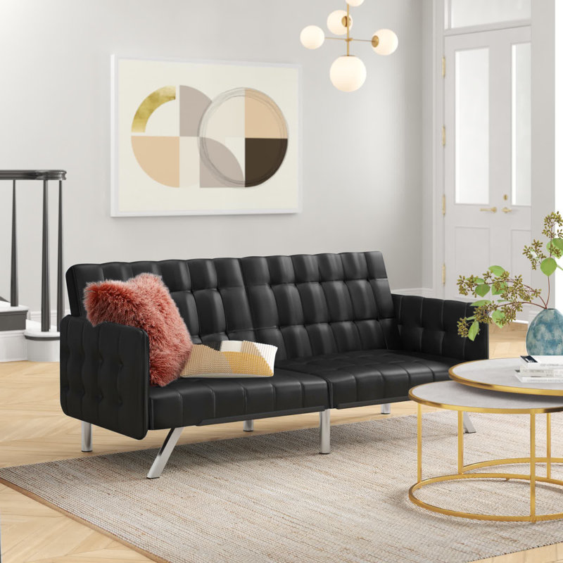 Feller Sleeper, Black Faux Leather