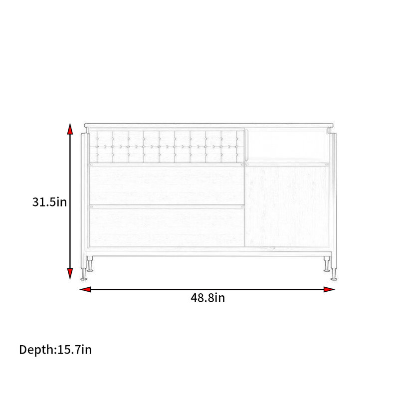 Armoire d'appoint de style rétro classique français, 31.5" H x 48.8" W x 15.7" D