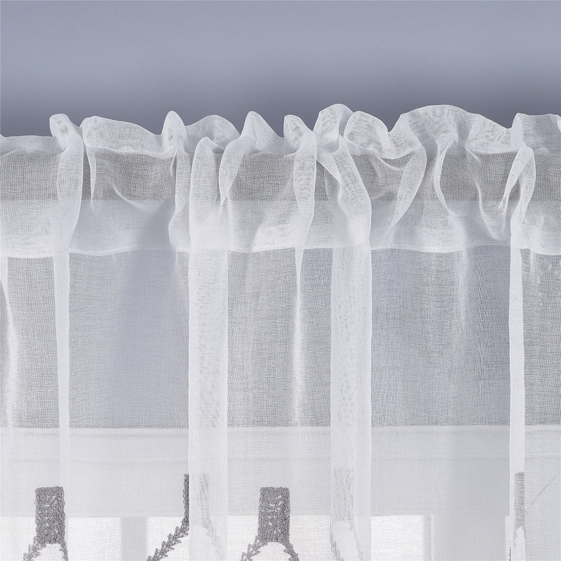 Paire de rideaux transparents avec passe-tringle, L 54 po x L 18 po, gris