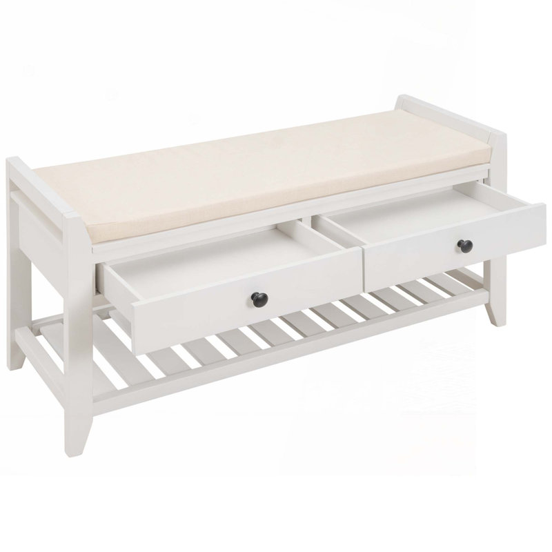 Wood Storage Bench, White