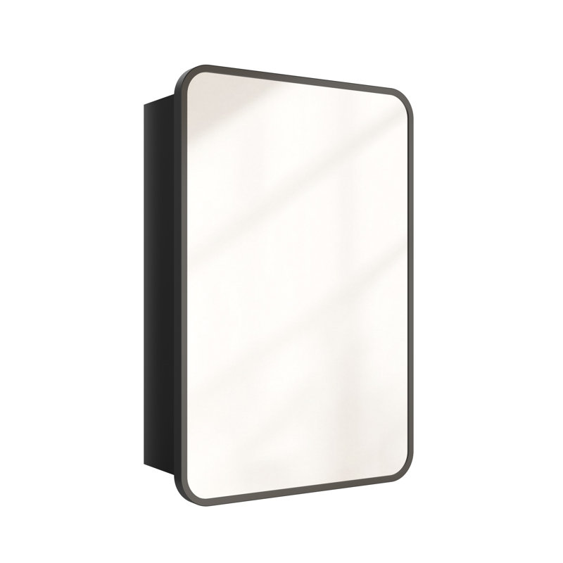 Recessed Or Surface-mounted Flip Aluminum Frame Mirror Medicine Cabinet, 24" x 16" x 4.96"