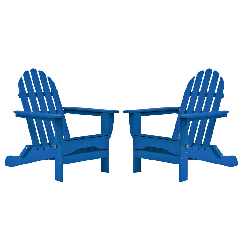 Chaise Adirondack pliante en plastique Leighton, Bleu royal