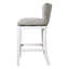 Tabouret de bar rembourré avec dossier, hauteur de 31 pouces, revêtement blanc et gris, boutons décoratifs, pivotant lisse de 180 degrés, plaque métallique sur repose-pieds, patins en plastique pour la protection du sol, assemblage facile