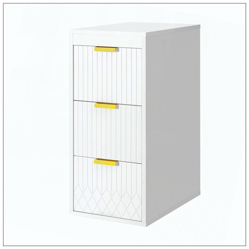 Wall Mounted Floating Cabinet Decor Line Drawers Storage, White