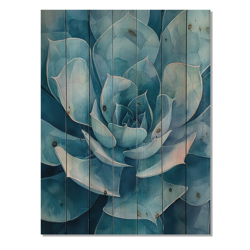 Desert Succulent Leaves II - Décoration murale en bois de feuilles - sur bois de pin naturel, H 40 po x l 30 po x P 0,78 po