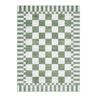 Checkered Rug for Living Room Washable Bedroom Rugs Non Slip Back Modern Classic Area Rug for Kids Boys Bedroom Home Decor Carpet for Dining Room Office