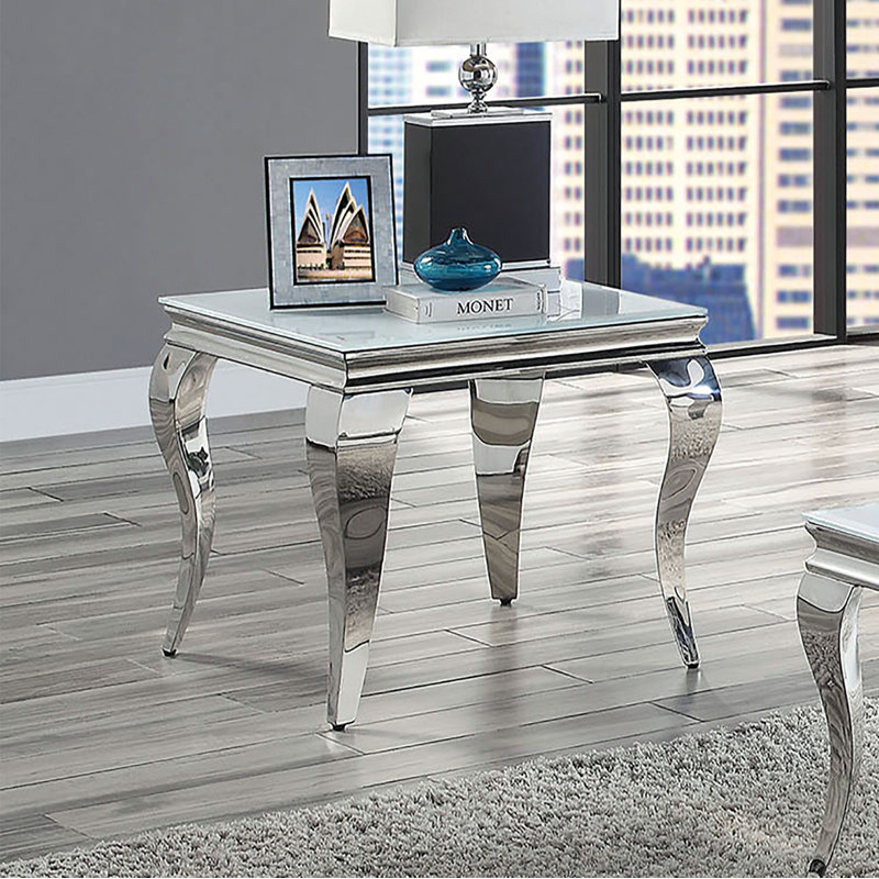 Table de bout en verre Mehseti, Blanc