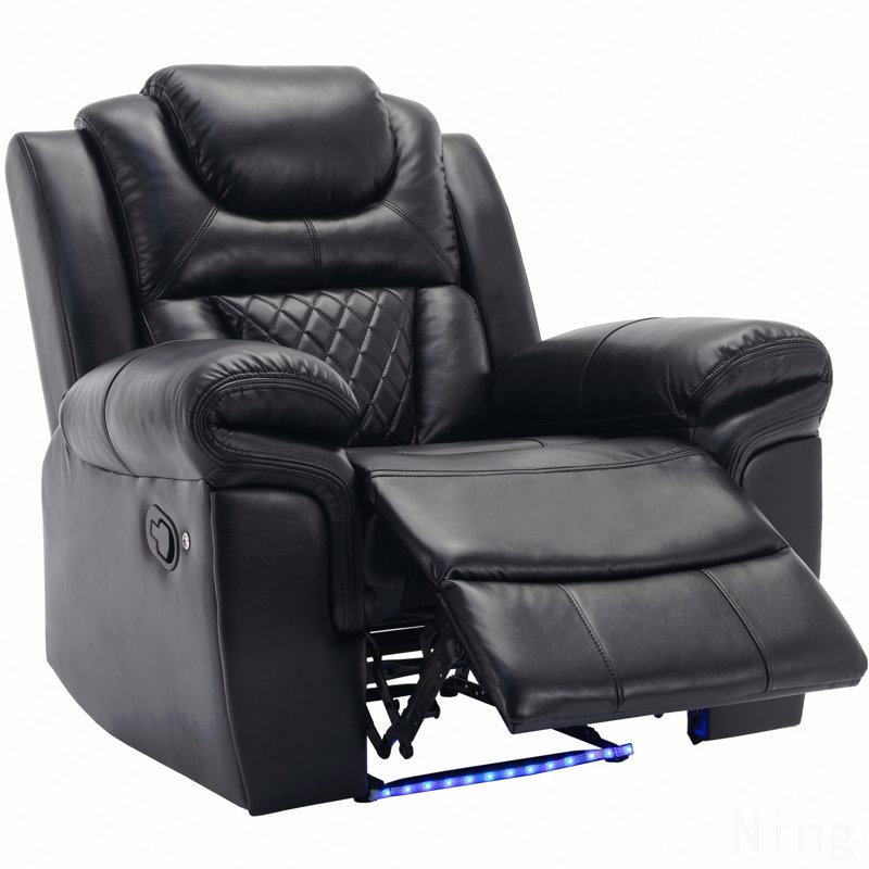 Fauteuil inclinable manuel de cinéma maison avec bande lumineuse DEL - Sièges de salon / chambre à coucher, Noir