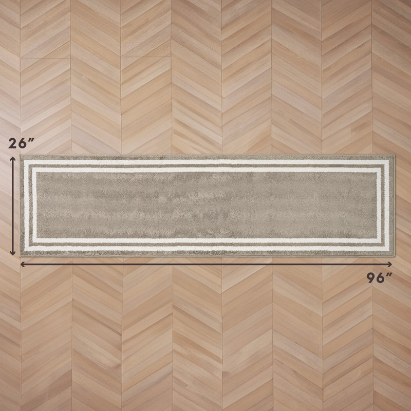 Laura Ashley Debbie Double Border Two-Tone Machine Washable All Loop Tufted Rugs, Runner 2'2" x 8'
