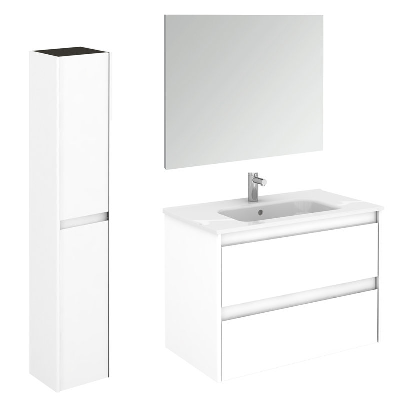 Ensemble de meuble-lavabo simple 24 po Ambra, Blanc lustré, 32"