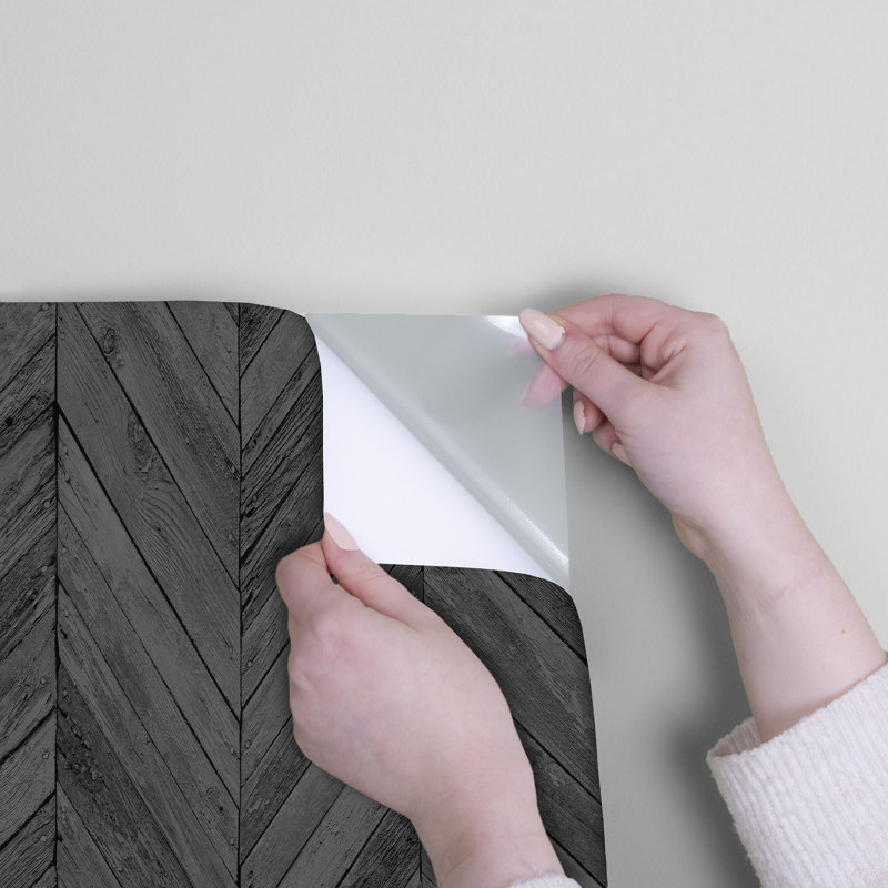 Dalessio Wood & Shiplap Vinyl Peel & Stick Wallpaper Roll, Dark Gray