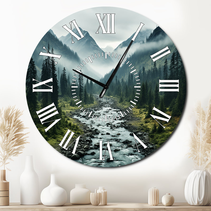 Horloge murale Canada Misty Mountains - Paysages, Surdimensionné