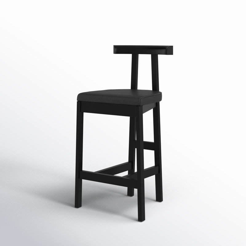 Easah Leather Bar & Counter Stool, Bar Stool (30” Seat Height), Black
