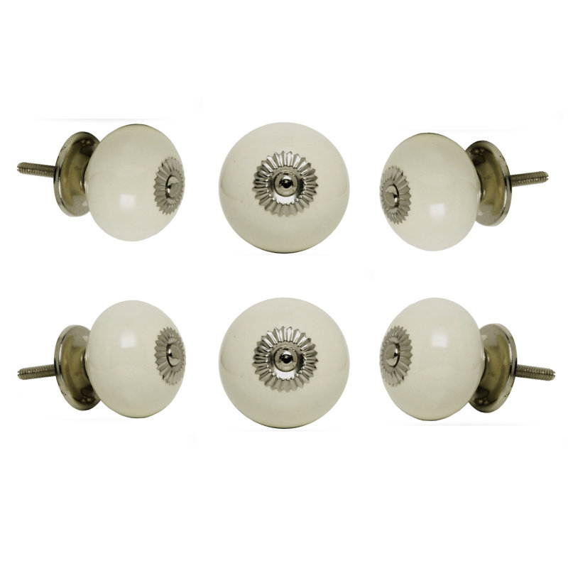 Tomato Oversized 1.6" Diameter Round Knob Multipack, Cream Chrome