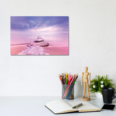 Rock The Sunset Landscape by Beli - Wrapped Canvas Print