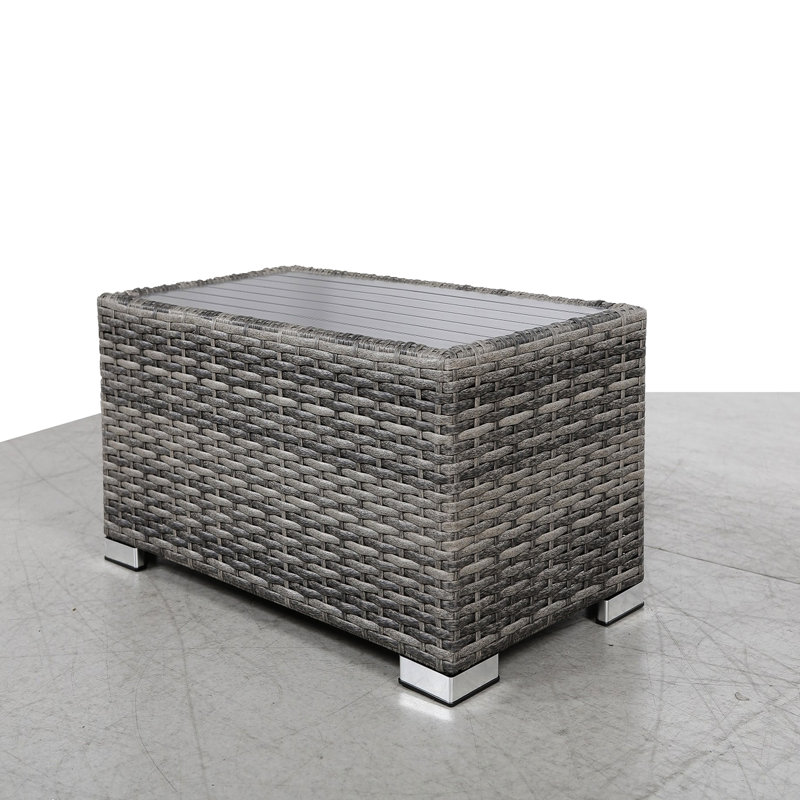 Mixed Grey Slatted Aluminum Side Table - Bring Life To Outdoor Spaces And Modern Design