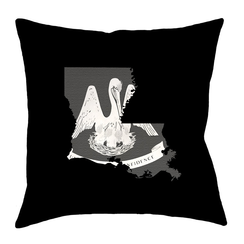 Housse de coussin en faux lin à double face centeno louisiana oreiller de drapeau, 20 po x 20 po, Noir