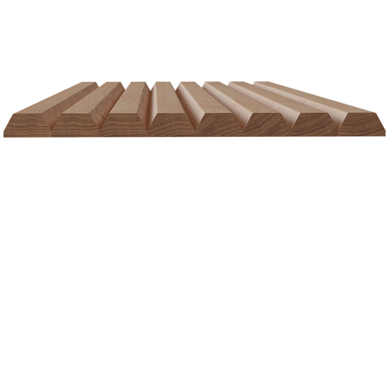Tambour à lattes biseautées de 1-1 / 2 po de hauteur (l 12 po x L 96 po), Chêne rouge naturel