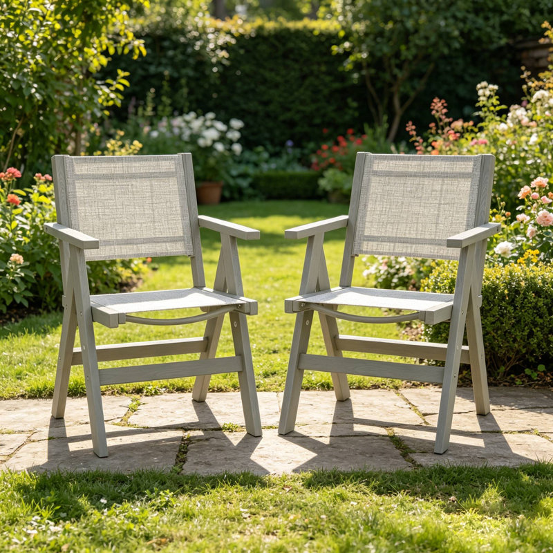 Méridiennes de patio durables, hanches gris clair, design rustique, détente en plein air