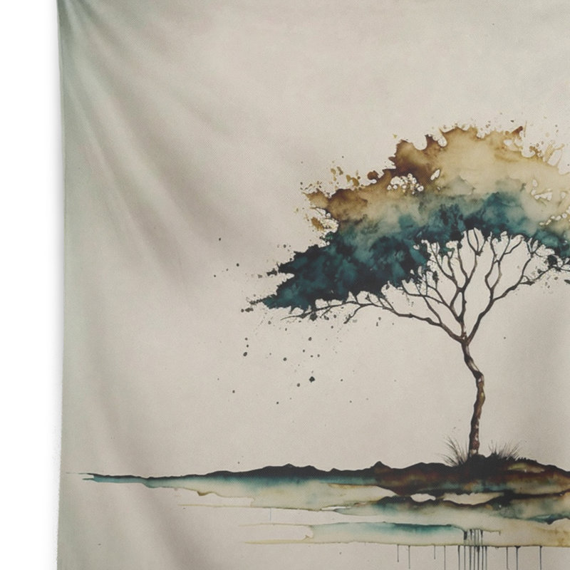 Tapisserie en polyester vert Lonely Tree II, H 32 po x l 39 po