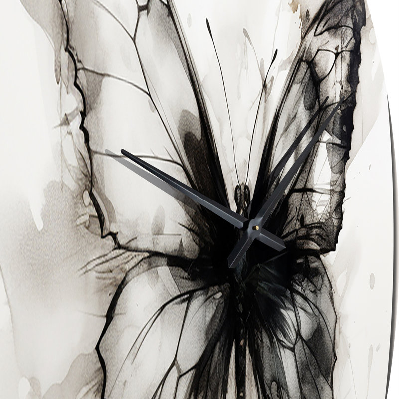 Horloge murale papillon noir et blanc I, Petit
