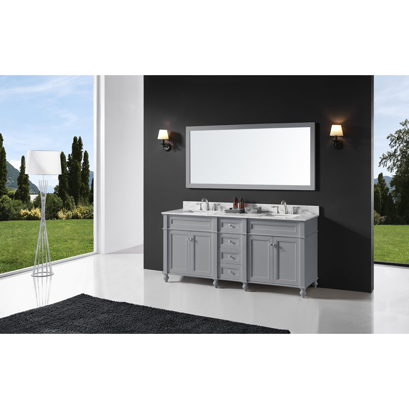 Ensemble de meuble-lavabo double 72 po Pearcy, Gris taupe