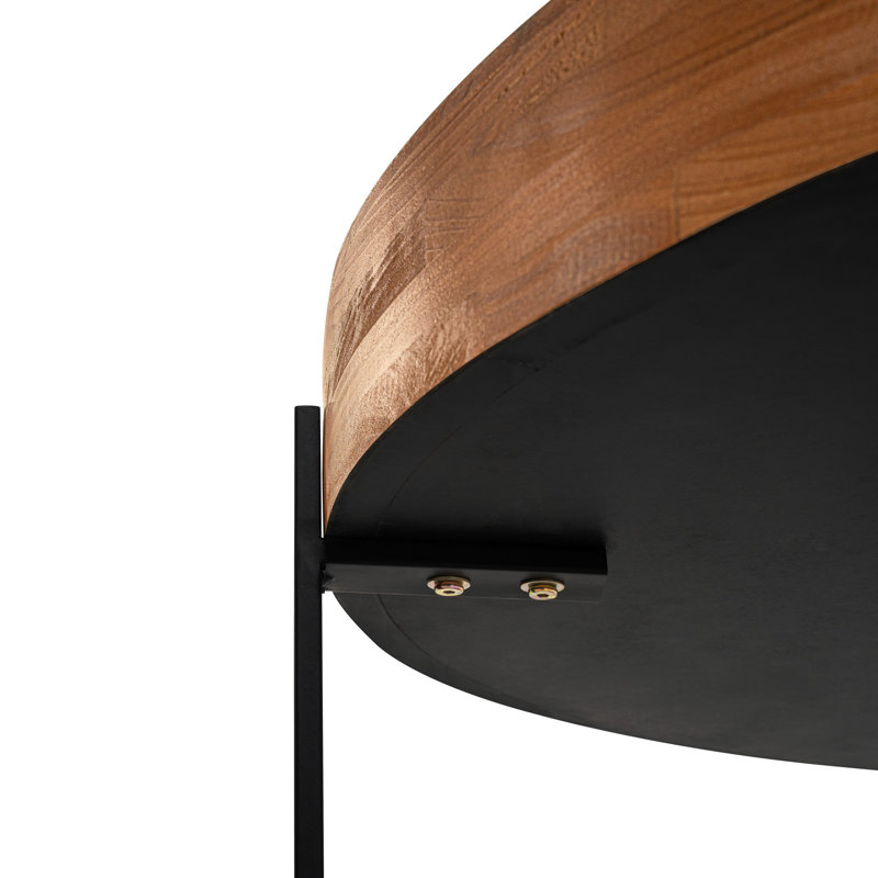 Table basse Briyan, Noir, H 17,72 po x L 33,86 po x l 33,86 po, Naturel
