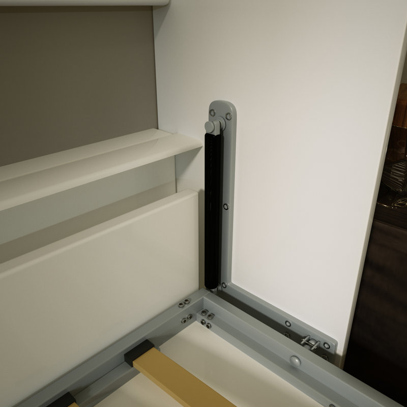 Lit avec tablette pour chambre à coucher - Construction et look moderne pleine grandeur et tiroirs mur blanc compact