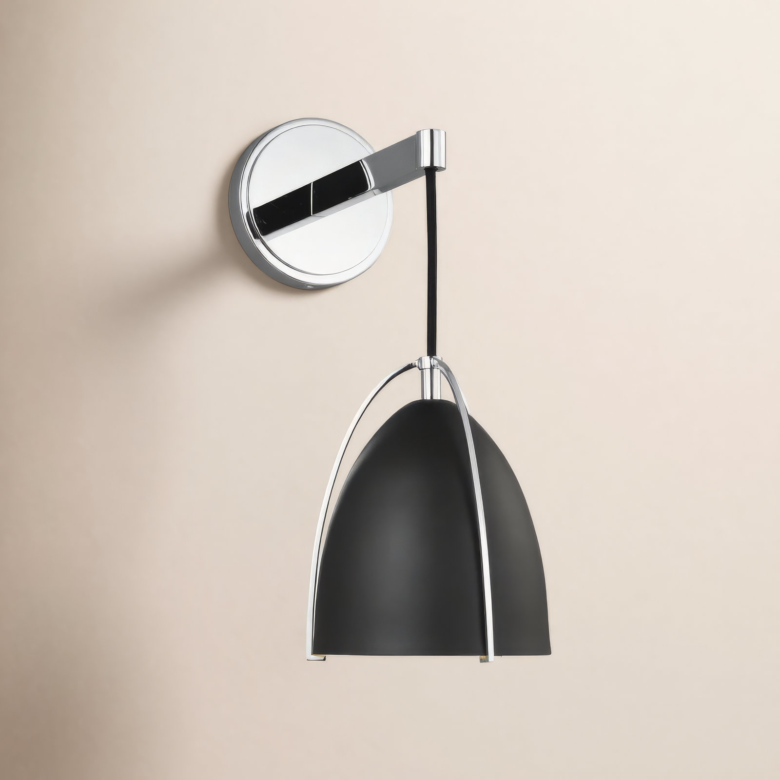 Nikki Single Dimmable Bath Sconce, Chrome, No, Steel Midnight Black 