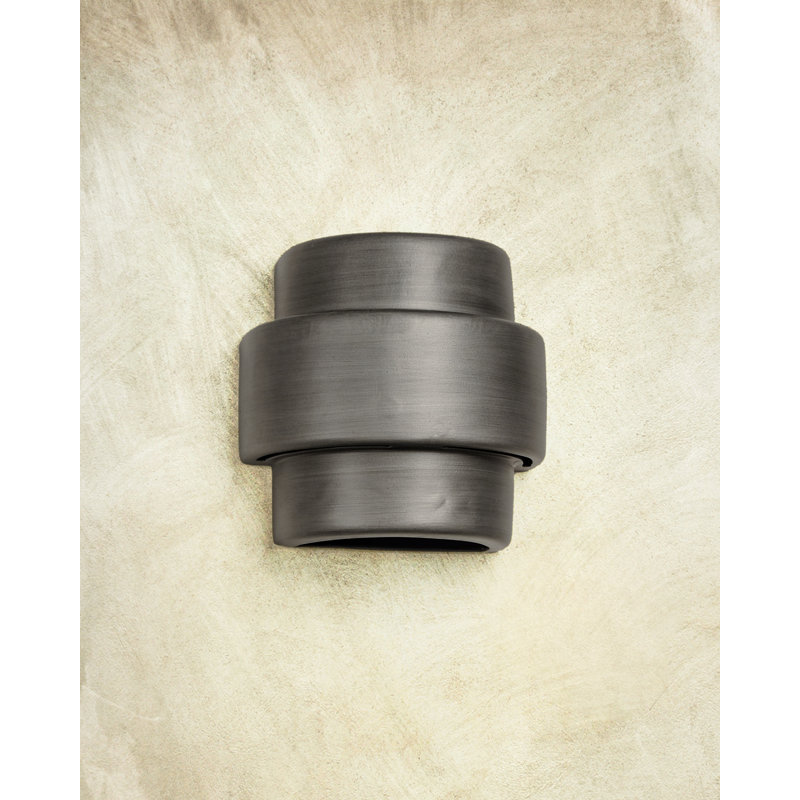 Chiyeko Ceramic Wall Light, LED Bulb Included, 10" H x 10" W x 6" D, Rubbed Pewter